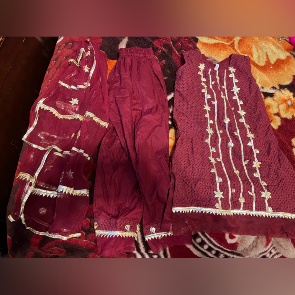 Mother daughter maroon color kurti pajama